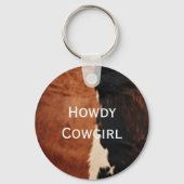 茶色の黒南西フェイク牛革 キーホルダー (正面)