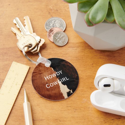 茶色の黒南西フェイク牛革 キーホルダー (デスク)