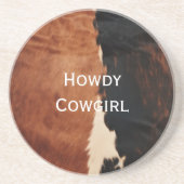 茶色の黒南西フェイク牛革 コースター (正面)