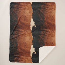 茶色の黒南西フェイク牛革 シェルパブランケット