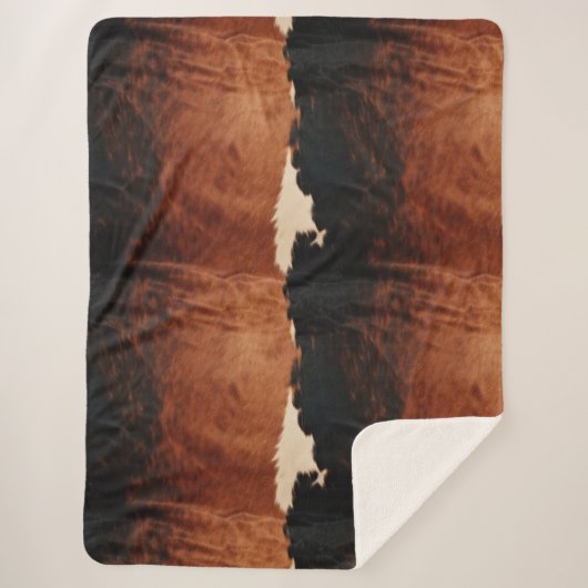 茶色の黒南西フェイク牛革 シェルパブランケット (正面)