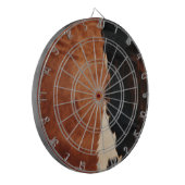 茶色の黒南西フェイク牛革 ダーツボード (正面左)