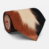 茶色の黒南西フェイク牛革 ネクタイ (ロール)