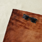 茶色の黒南西フェイク牛革 ビーチタオル (インサイチュ)