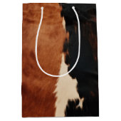 茶色の黒南西フェイク牛革 ミディアムペーパーバッグ (正面)