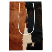 茶色の黒南西フェイク牛革 ミディアムペーパーバッグ (裏面)