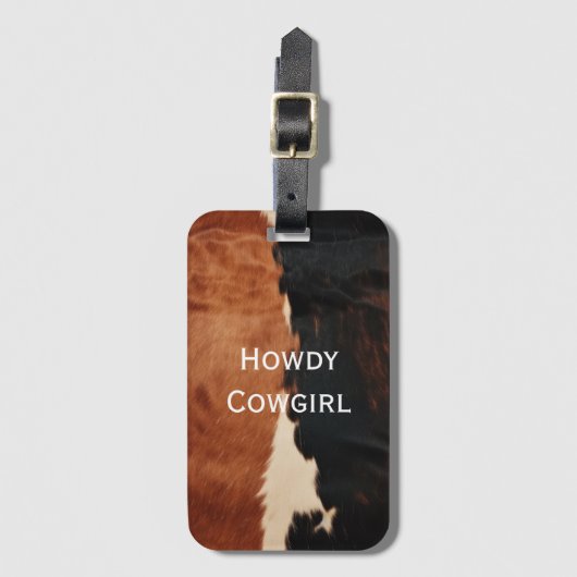 茶色の黒南西フェイク牛革 ラゲッジタグ (正面縦)