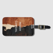 茶色の黒南西フェイク牛革 ラゲッジタグ (正面横)