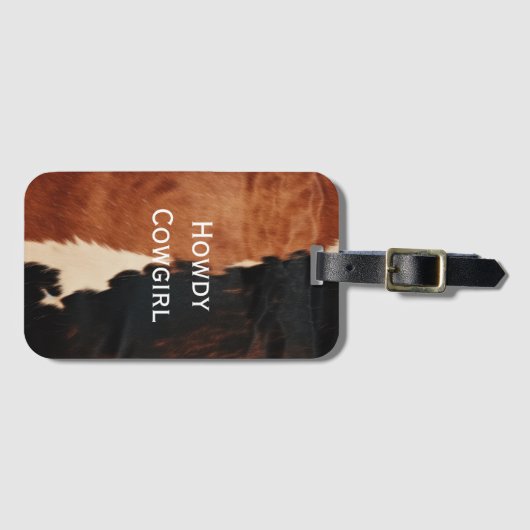 茶色の黒南西フェイク牛革 ラゲッジタグ (正面横)