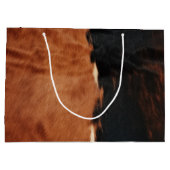 茶色の黒南西フェイク牛革 ラージペーパーバッグ (裏面)