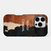 茶色の黒南西フェイク牛革 iPhoneケース (裏面横)