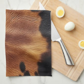 茶色の黒南西部の牛革 キッチンタオル (四つ折り)