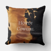 茶色の黒南西部の牛革 クッション (正面)