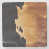 茶色の黒南西部の牛革 ストーンコースター (正面)