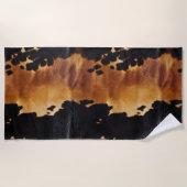 茶色の黒南西部の牛革 ビーチタオル (正面)