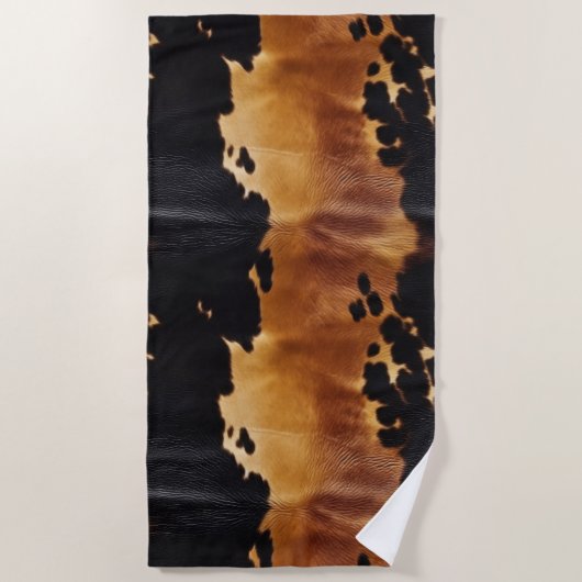 茶色の黒南西部の牛革 ビーチタオル (正面)