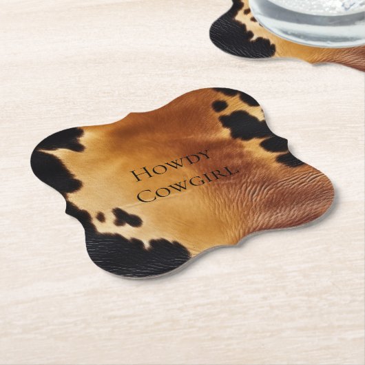 茶色の黒南西部の牛革 ペーパーコースター (アングル)