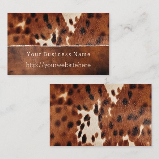 茶色の黒南西部の牛革 名刺 (正面/裏面)