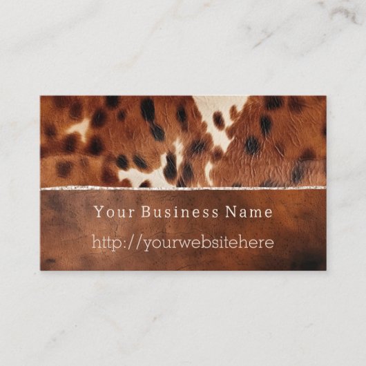 茶色の黒南西部の牛革 名刺 (正面)