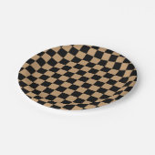 茶色の黒市松模様に色 ペーパープレート (アングル)