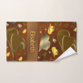 茶色のbの色合いの小さなカウボーイハットのパターン バスタオルセット (ハンドタオル)