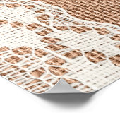 茶色のBurlapテクスチャ上のオフホワイトレース ポスター (角)