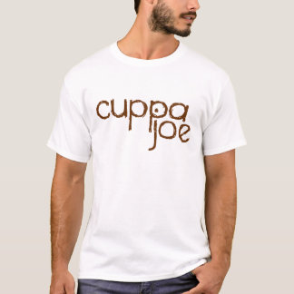 茶色のcuppaのジョーのロゴ- tシャツ
