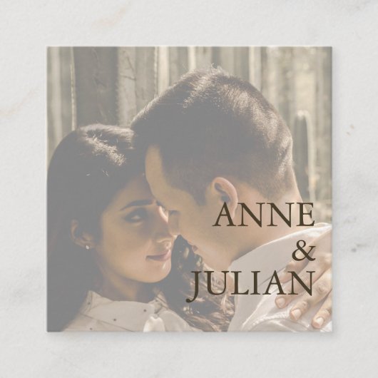 茶色のQRコード付き結婚式同封カード エンクロージャーカード (正面)