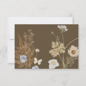 茶色のQRコード結婚上のワイルドフラワー 出欠カード (裏面)