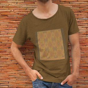 茶色のTシャツの金霞の抽象芸術 Tシャツ