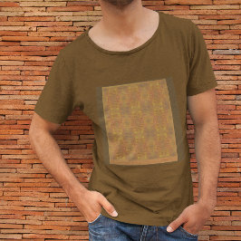 茶色のTシャツの黄金色のヘイズ抽象芸術 Tシャツ