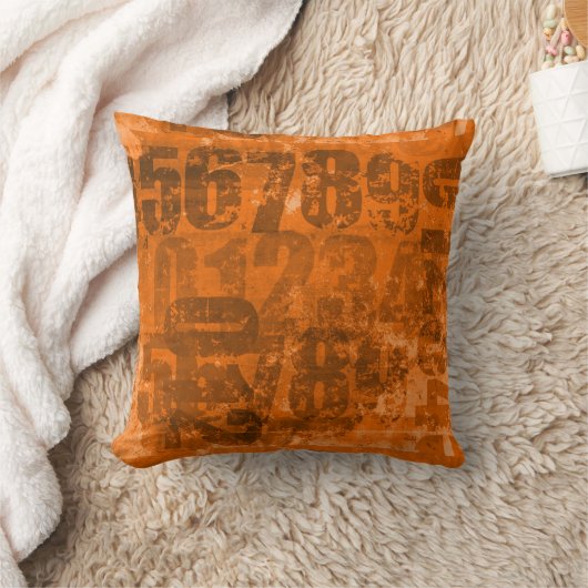 茶色はっきりしたがかったオレンジ色のテクスチャーの大きなグランジ数 クッション (ブランケット)