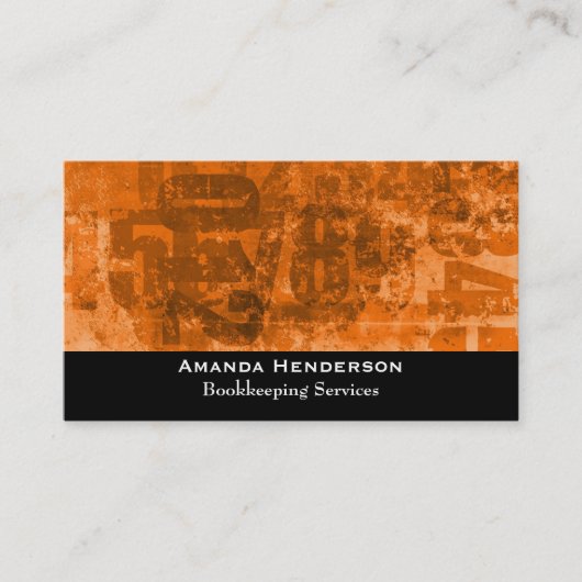 茶色はっきりしたがかったオレンジ色のテクスチャーの大きなグランジ数 名刺 (正面)