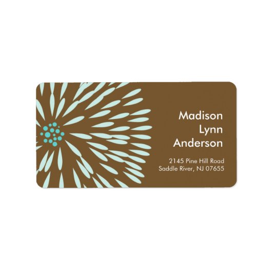 茶色はっきりしたの差出人住所ラベルの花。 ラベル (正面)