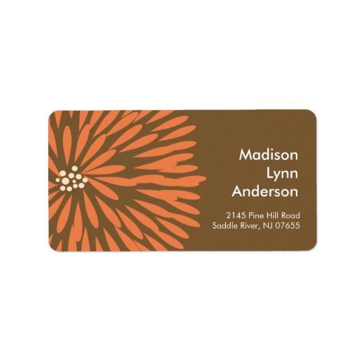 茶色はっきりしたの差出人住所ラベルの花。 ラベル (正面)