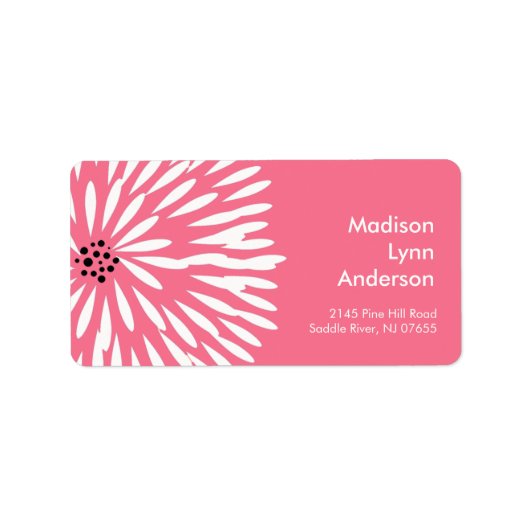 茶色はっきりしたの差出人住所ラベルの花。 ラベル (正面)