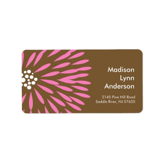 茶色はっきりしたの差出人住所ラベルの花。 ラベル (正面)