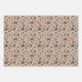 茶色よくはしゃぐい背景の猫 ラッピングペーパーシート (正面3)