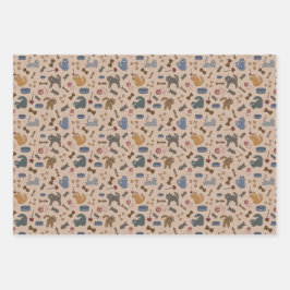 茶色よくはしゃぐい背景の猫 ラッピングペーパーシート