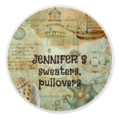 茶色アート砂灰色がかった色の沿岸カスタム色 セラミックノブ (正面)