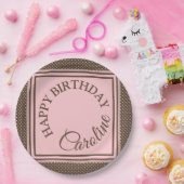 茶色エレガントとピンクの紙プレート ペーパープレート (パーティー)