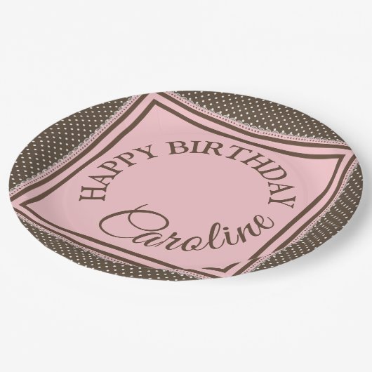 茶色エレガントとピンクの紙プレート ペーパープレート (アングル)