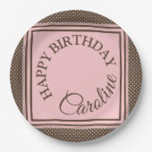 茶色エレガントとピンクの紙プレート ペーパープレート (正面)