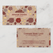 茶色エレガントとベージュのレトロ花 名刺 (正面/裏面)