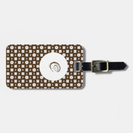 茶色エレガントと白のパタ市松模様にーン ラゲッジタグ