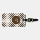 茶色エレガントと白のパタ市松模様にーン ラゲッジタグ (正面横)