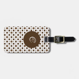茶色エレガントと白のパタ市松模様にーン ラゲッジタグ