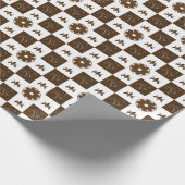 茶色エレガントと白のパタ市松模様にーン ラッピングペーパー (角)