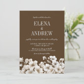 茶色エレガントと白のフローラ結婚の 招待状 (スタンド正面)
