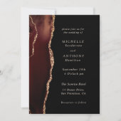 茶色エレガントのアゲート金ゴールドの結婚写真 招待状 (正面)